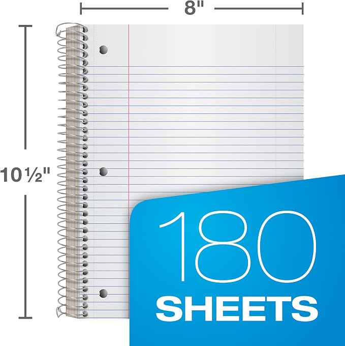 Oxford Spiral Notebook, 5 Subject Writing Journal, 3-Hole Punch, College Ruled - Image 3