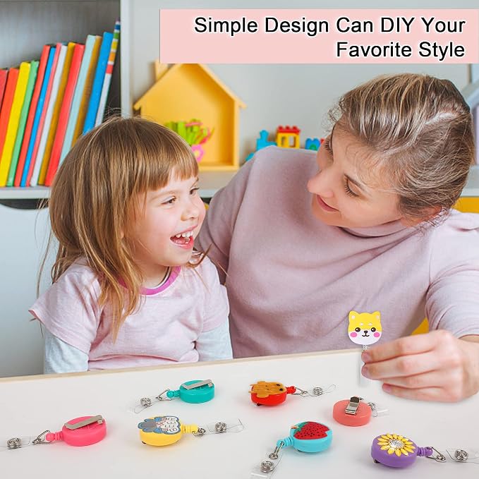JANYUN 50 Pcs Retractable Badge Reel, Clips Holder Mixed Solid Color Nurse - Image 5