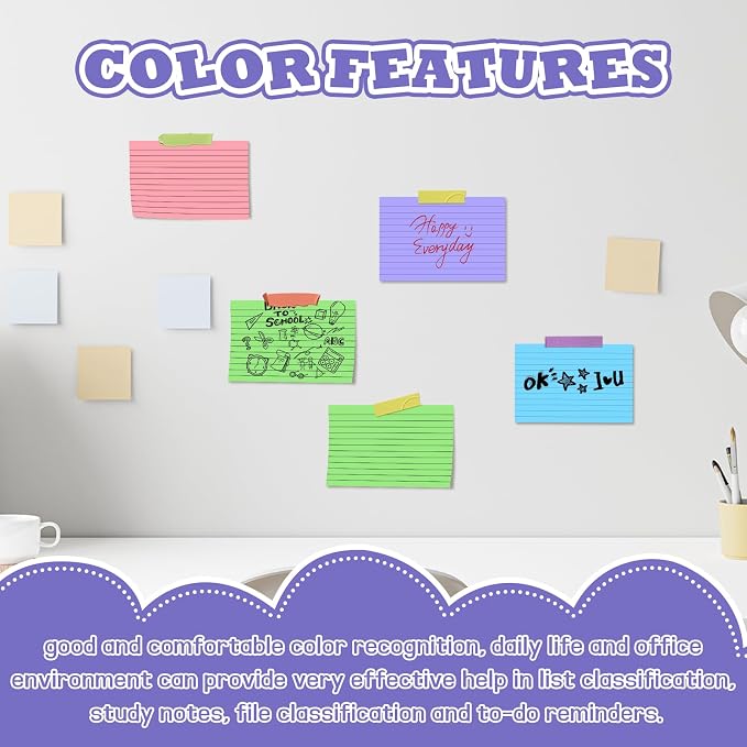 BIGNC Colored Index Cards 4x6, 190 Pack Ruled Index Cards, Flash Cards - Image 6
