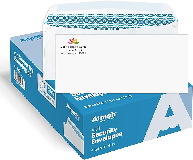500#10 Custom Printed Security Tinted Gummed Envelopes – Personalized by Aimoh