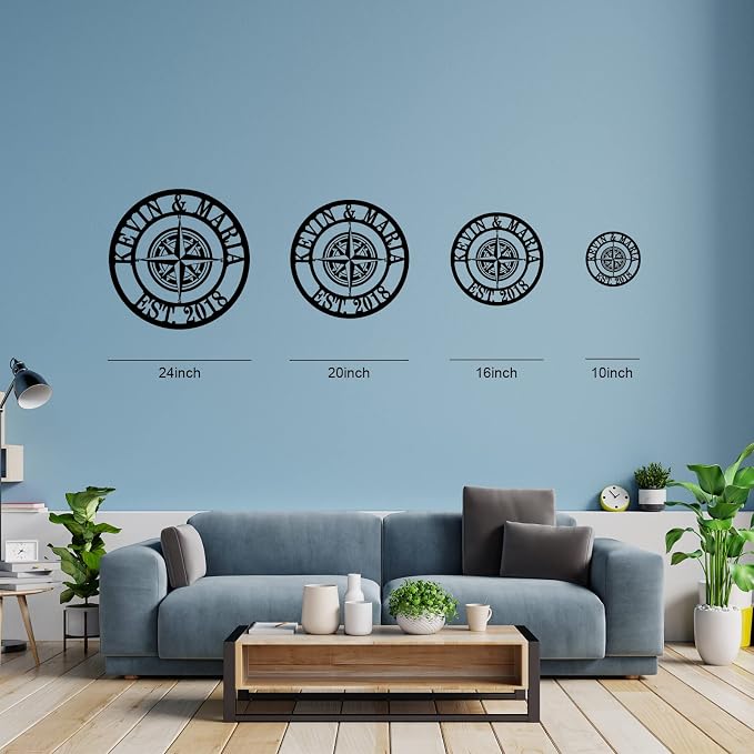 Metal Name Signs Personalized, Compass Metal Sign, Nautical Compass GPS - Image 6