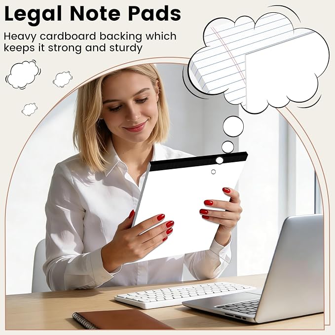 Legal Pads 8.5 x 11 Notepad, 4 Pack White Note Pads, College Ruled Notepads 8.5 - Image 4