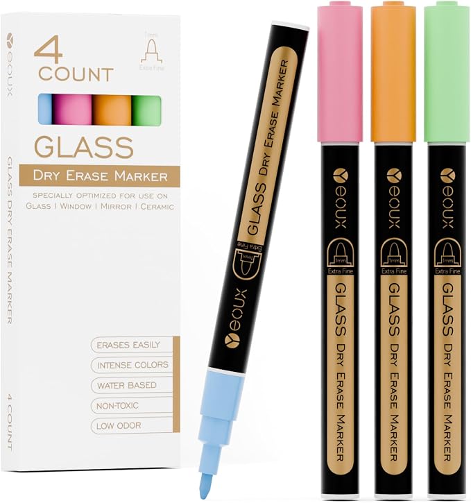 YEOUX Dry Erase Markers for Glass Board | Neon Colors, No Residue | Whiteboard by Yeoux