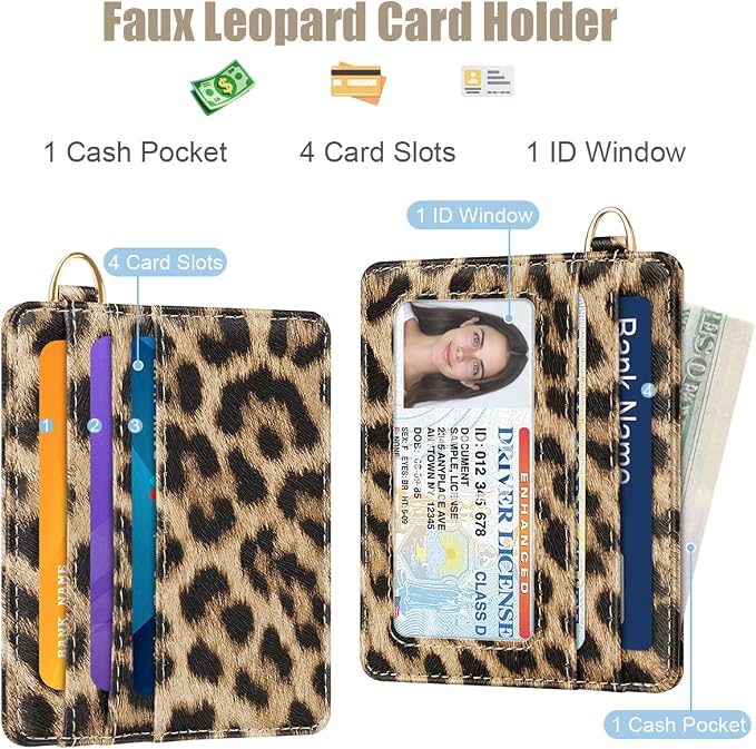 Slim Credit Card Holder Cheetah Print Wallet Women Thin Wallets RFID Blocking - Image 2