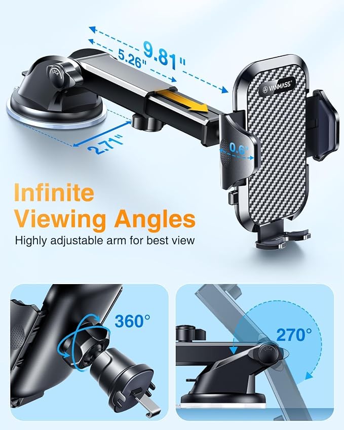 VANMASS Car Phone Holder 2026 Ultimate Military-Grade Strongest Suction & Clip - Image 9
