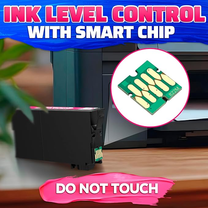 Reluen 5-Pcs 822XL Printer Ink Cartridges – High Capacity 2 Black & 3 Standard Color Combo Pack – Easy to Install and Compatible with WF-3820, WF-3823, WF-4820, WF-4830, WF-4833, WF-4834 Printers-DeskLoop Office