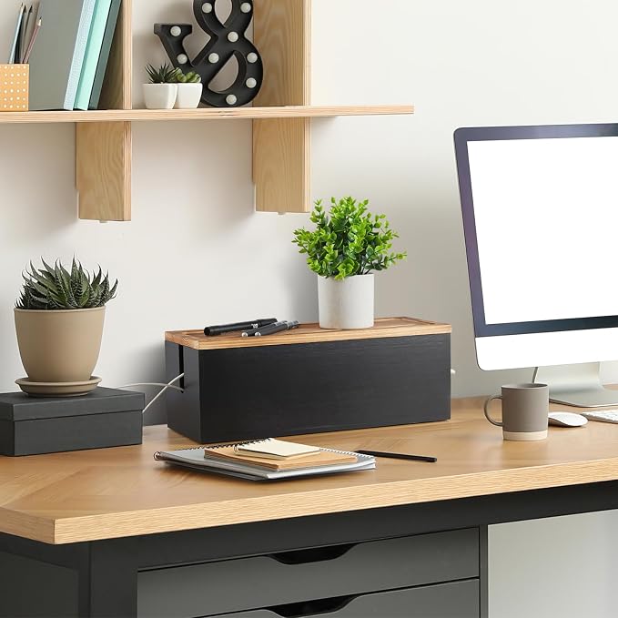 Bivvclaz Large Cable Management Box, Wooden Cord Organizer Box - Image 6