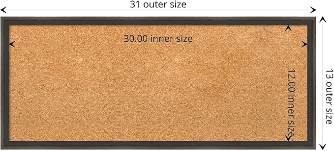 Amanti Art Natural Cork Board for Wall, 13x31 Vision Board with Brown Wood Frame, Medium Corkboard Office Decor for Home Organization, Casual Corkboard Pinboard to display items for home organization-DeskLoop Office