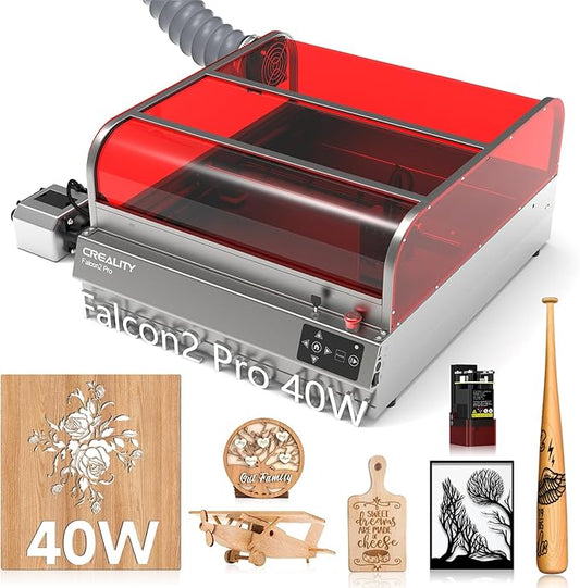 Creality Laser Engraver Enclosed, Falcon2 Pro 40W Output Laser Cutter, 25000mm/min Speed Laser Cutter Machine with Air Assist, Auto Fan, Camera Positioning for Wood and Metal-DeskLoop Office