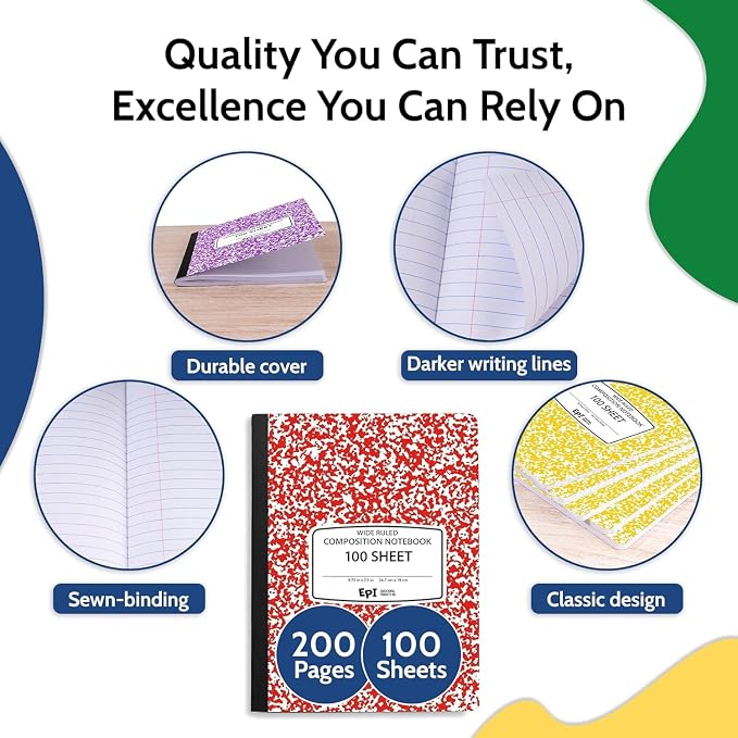 5040 Pack EPI Wide Ruled Composition Notebook Assorted Colors, 200 pages - Image 4