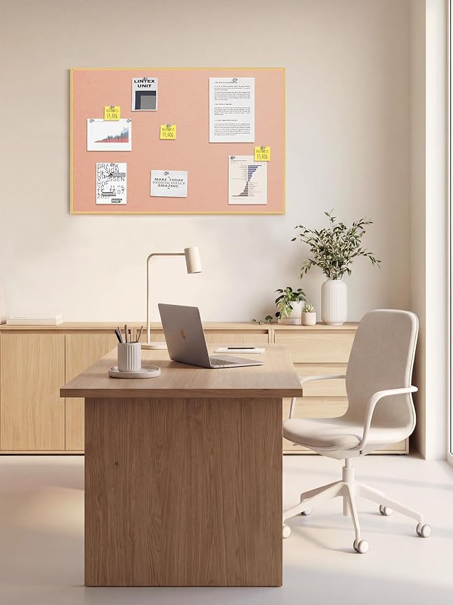 Bulletin Board 30 x 20 inches, Aluminum Framed Fabric Cork Board - Image 6