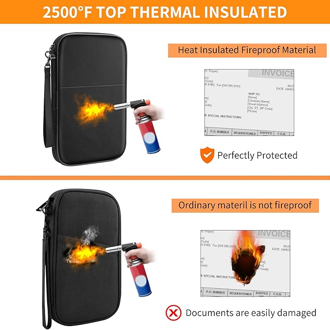 JUNDUN 2500℉ Fireproof Family Passport Holder Upgraded Material | RFID Blocking - Image 6