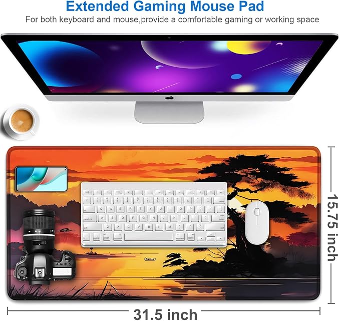 Mouse Pad Gaming, 31.5x15.7 inch Large Extended Computer Keyboard Mouse Mat - Image 2