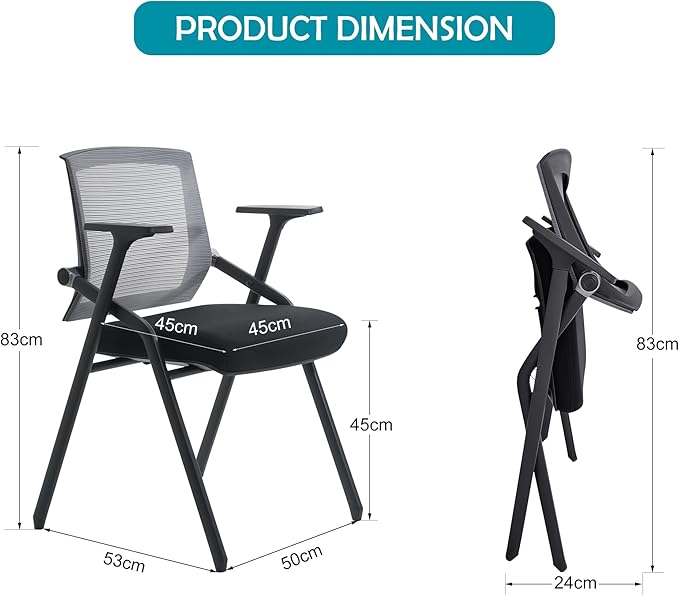 Conference Room Chairs, Folding Office Desk Chair with Lumbar Support and Sliding Armrest, Stackable Office Guest Chairs & Reception Chairs(8 Pack)-DeskLoop Office