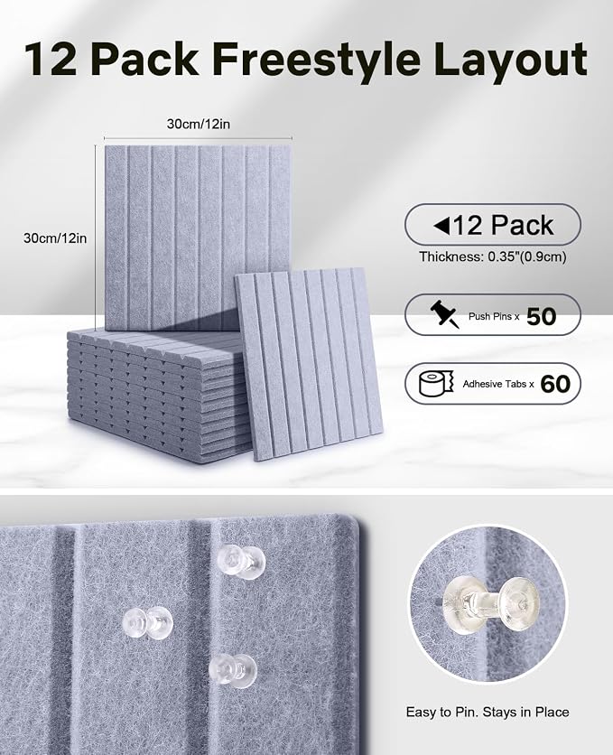 48" x 36" Large Cork Bulletin Board Tiles, Peel and Stick Felt Wall Panels - Image 2