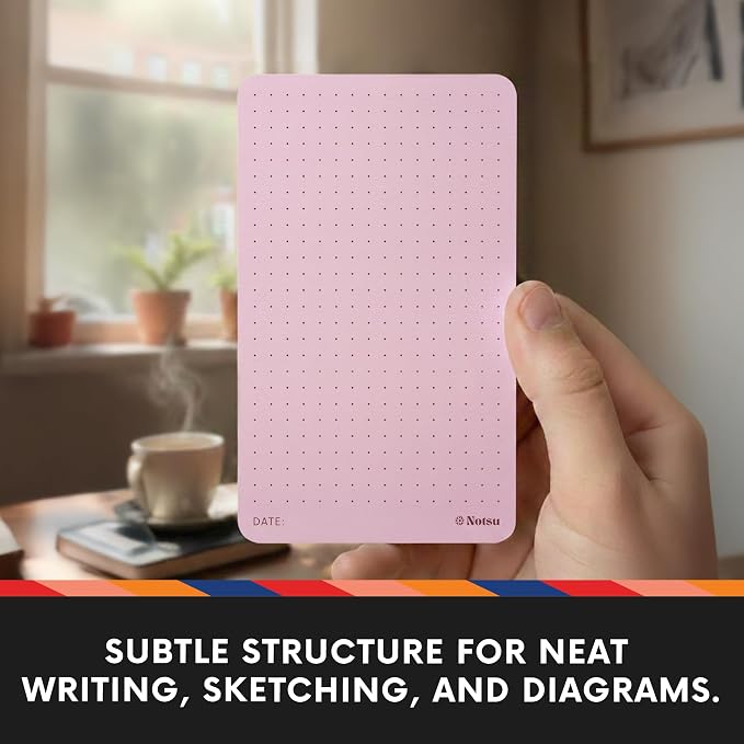 Notsu Dotted Colored Note Cards 3x5 inch, 40 ct | Red Bullet Dot Grid Vertical - Image 2