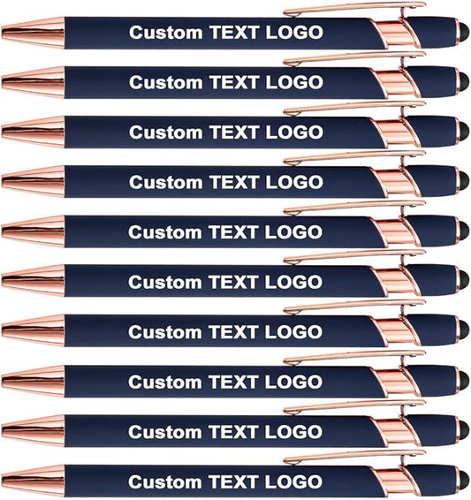 Custom Engraved Ballpoint Pens Bulk, Personalized with Name/Logo, Black or Blue Ink, Smooth Writing for Office, School, Business, Church, Reunion 20 Pcs Blue