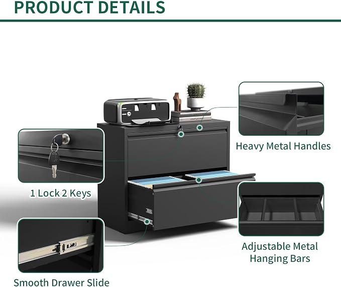 Yukimo 2 Drawer Lateral File Cabinet - Image 4