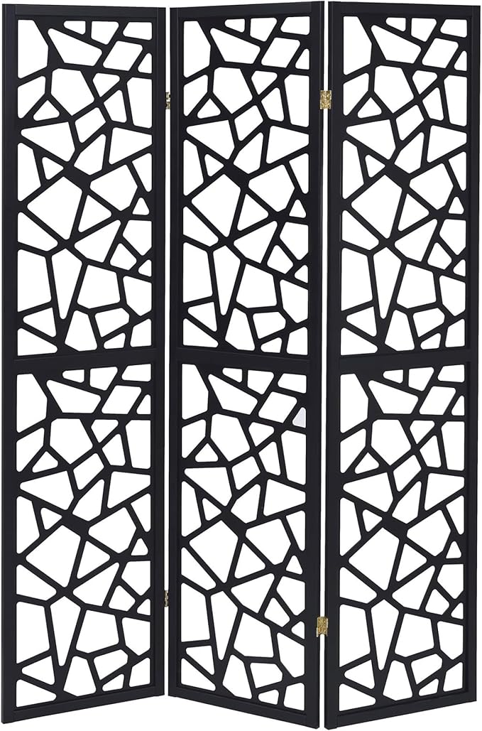 NicBex Room Divider 3 Panel Room Dividers with Complex Pattern Designs Partition Room Dividers and Folding Privacy Screens Wall Divider for Home, Office, Room Separation,52"W x 0.75"D x 70.25"H, Black-DeskLoop Office