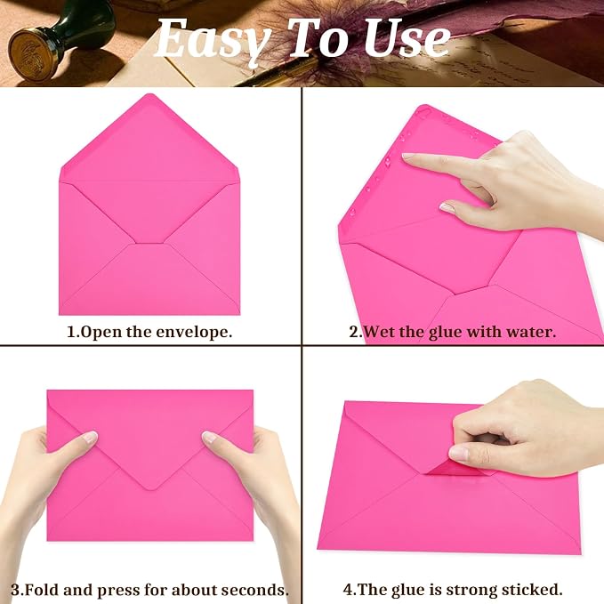 100 Pack A7 Envelopes, Rose Greeting Card Envelopes Self Seal, 5.24 x 7.24 in - Image 4