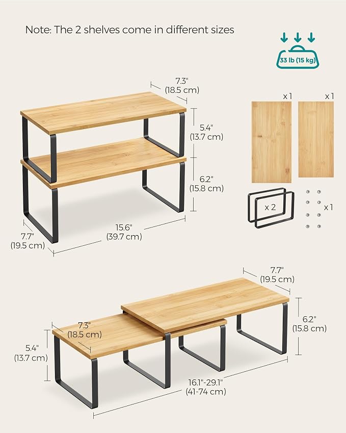 SONGMICS Cabinet Organizer Shelf, Kitchen Storage, Spice Rack, Expandable - Image 6