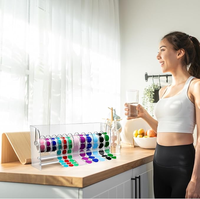 Qilery Adjustable Label Dispenser Acrylic Roll Sticker Dispenser Sticker Holder - Image 3