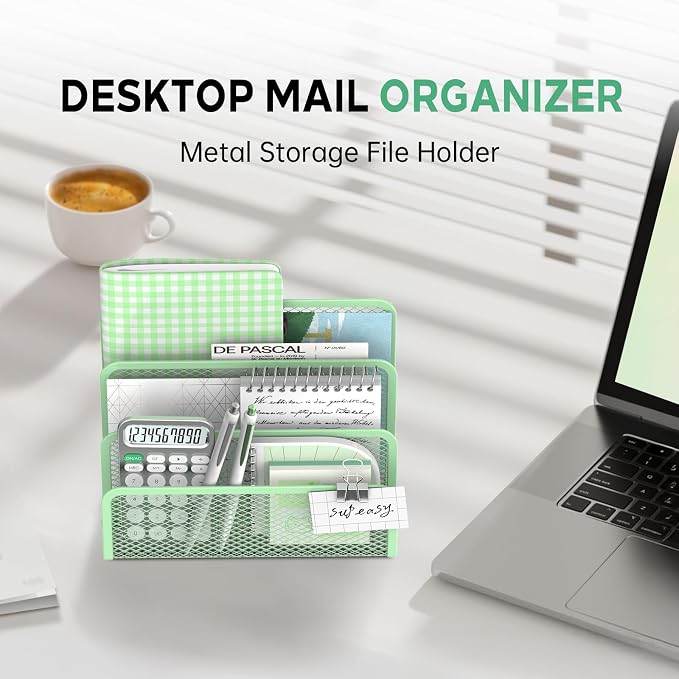 SUPEASY Mail Organizer for Desk, Mesh Metal Mail Holder Countertop - Image 3