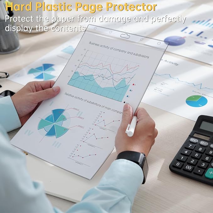 AKONEGE 6PCS Hard Sheet Protectors 8.5" x 11" Waterproof Resealable Zip Paper - Image 2