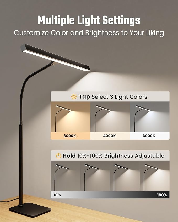SUPERDANNY LED Desk Lamp for Home Office, Eye-Caring Desk Light - Image 5