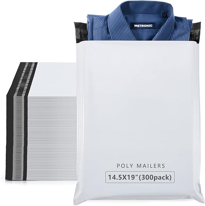 Metronic 300 Pcs Shipping Bags 14.5x19, Large Poly Mailers by METRONIC