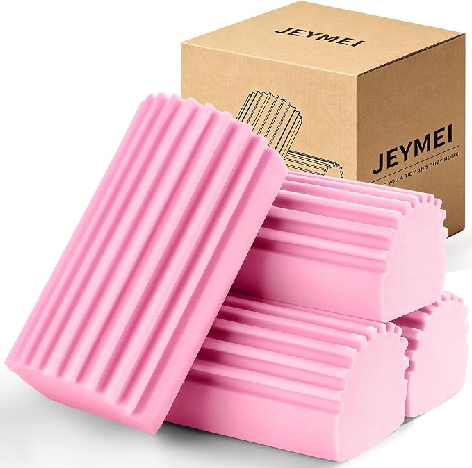 Jeymei 4-Pack Damp Clean Duster Sponge, Duster Baseboard Cleaner Sponge by Jeymei