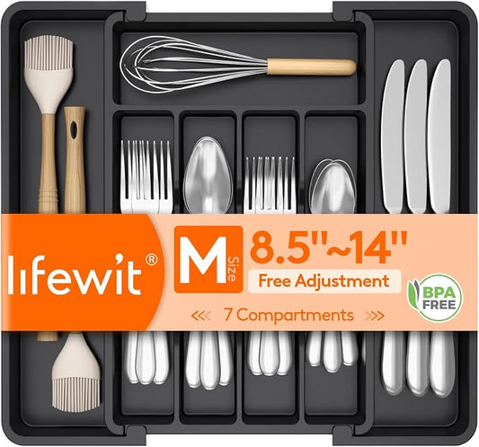 Lifewit Expandable Silverware Organizer, Plastic Utensil Tray by Lifewit