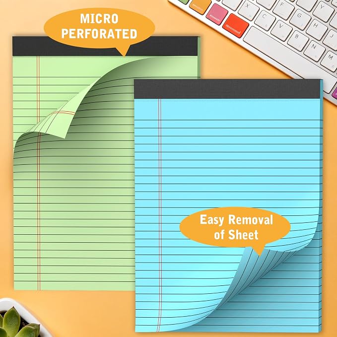 5 Pack Colored Legal Pads 8.5 x 11 Inch, Wide Ruled Micro Perforated Writing - Image 4