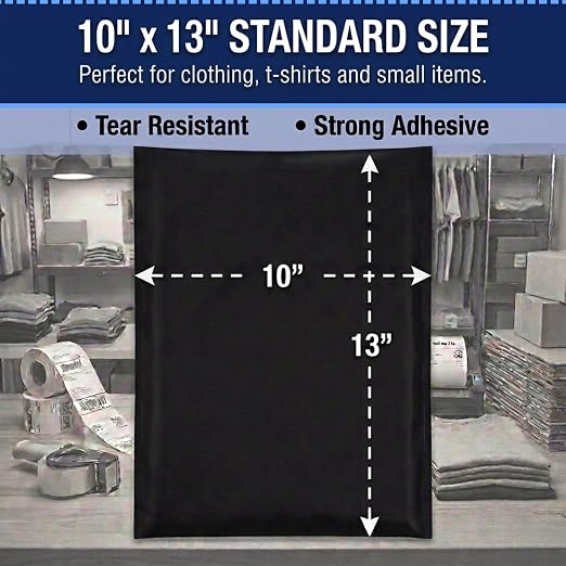 BOX USA Shipping Bags 10" x 13" Black - Image 2