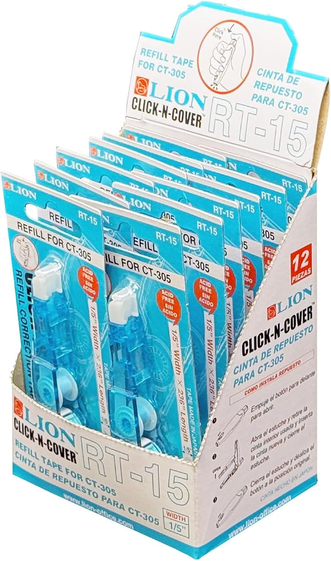 LION CLICK-N-COVER Refill Correction Tape - Image 3