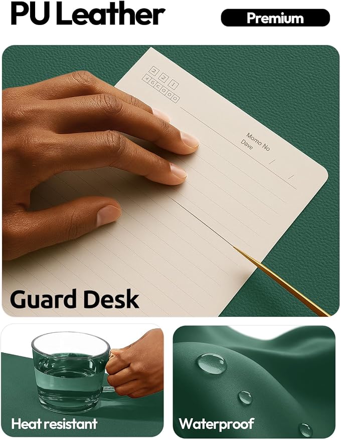YSAGi Leather Desk Pad Protector, Office Desk Mat, Large Mouse Pad, Non-Slip PU - Image 3