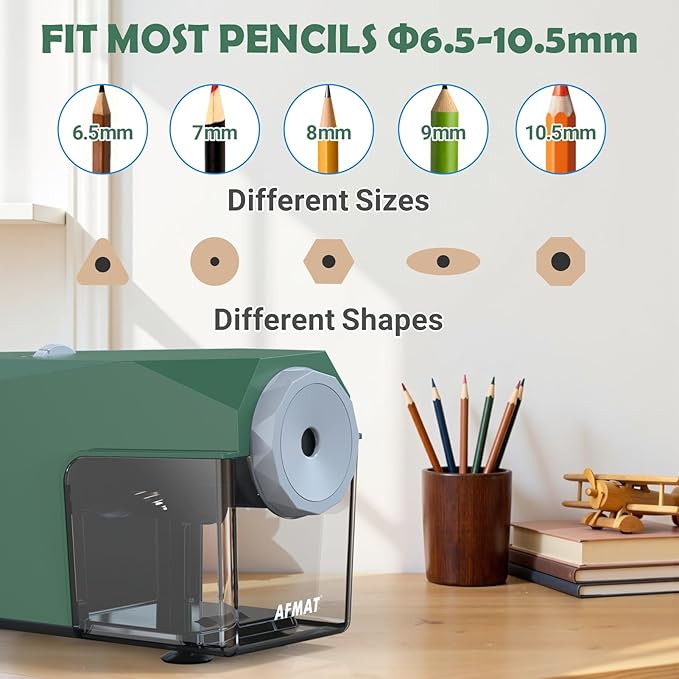 AFMAT Electric Pencil Sharpener, Fast & Hands-Free, 10K+ Uses, 5 Nibs, Fully - Image 3