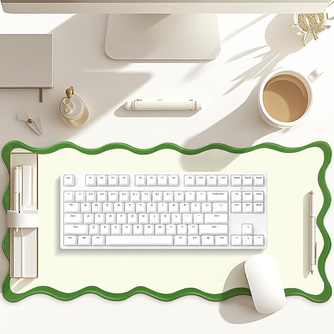 Hahafelt Scalloped Desk Mat Large Desk Pad Cute Coquette Table Mat Back to - Image 6