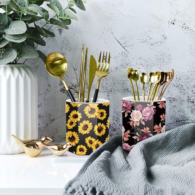 Pen Holder, Pencil Holder for Desk Floral Pattern Pencil Cup for Girls Kids - Image 8