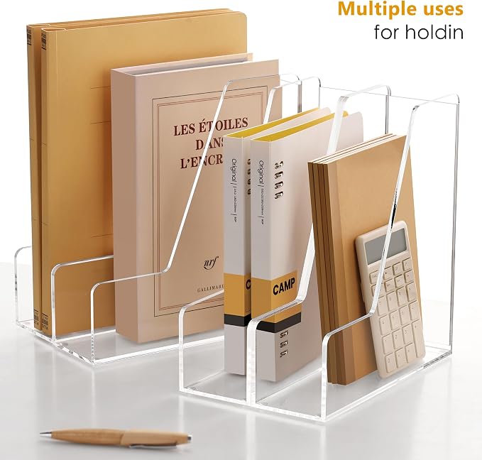 SANRUI 4 Pack Vertical File Holder, Acrylic Desk Organizer Magazine File Sorter - Image 4