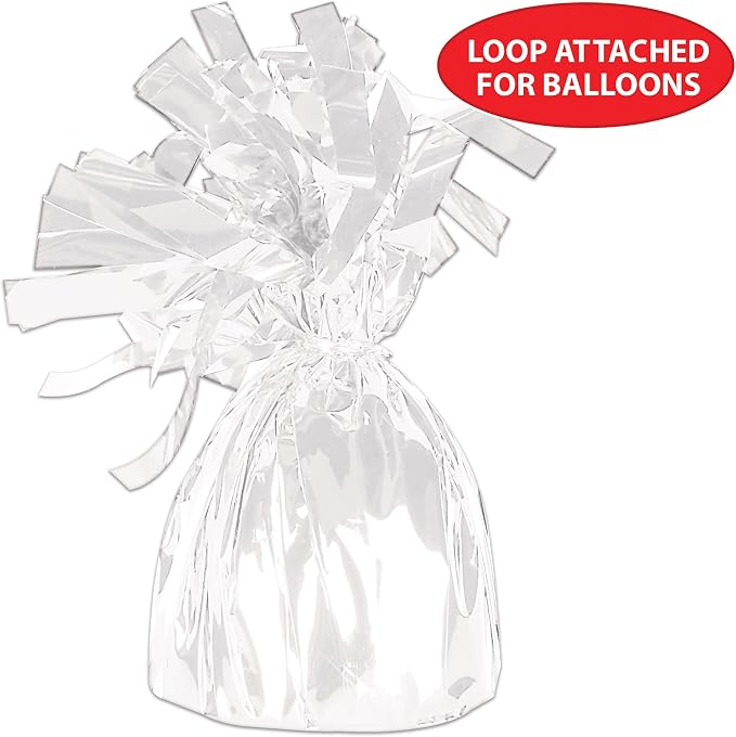 Beistle White Metallic Plastic Wrapped Balloon Weights - Image 5
