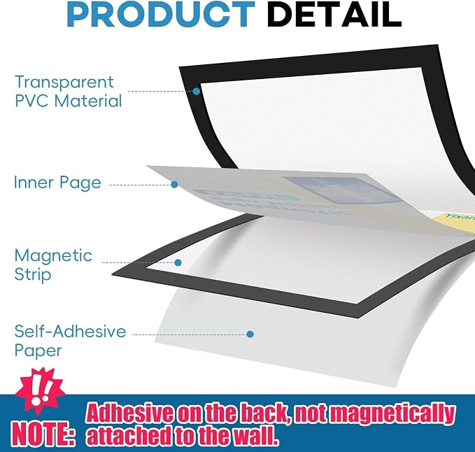 YixangDD 55 Pack Magnetic Sign Holder 8.5 x 11, Self-Adhesive Magnetic Wall - Image 3
