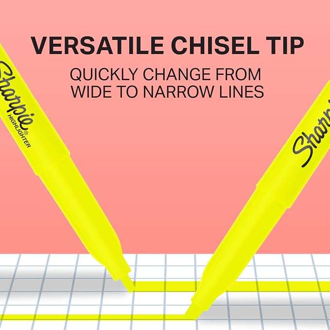 Sharpie Pocket Style Highlighters, Chisel Tip, Fluorescent Yellow, Box of 12 - Image 5