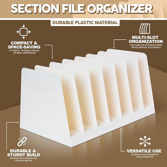 Desktop File Organizer, Mail Organizer, 7 Compartments Office File Sorter - Image 3