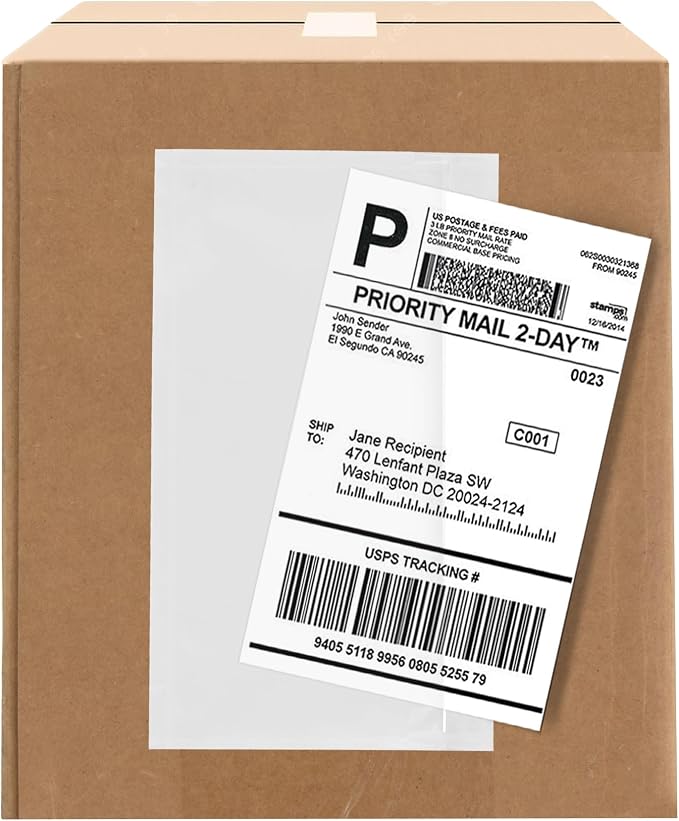 1000 Count 7" x 5.5" Shipping Label Envelopes, Top Loading by GPI+POLY