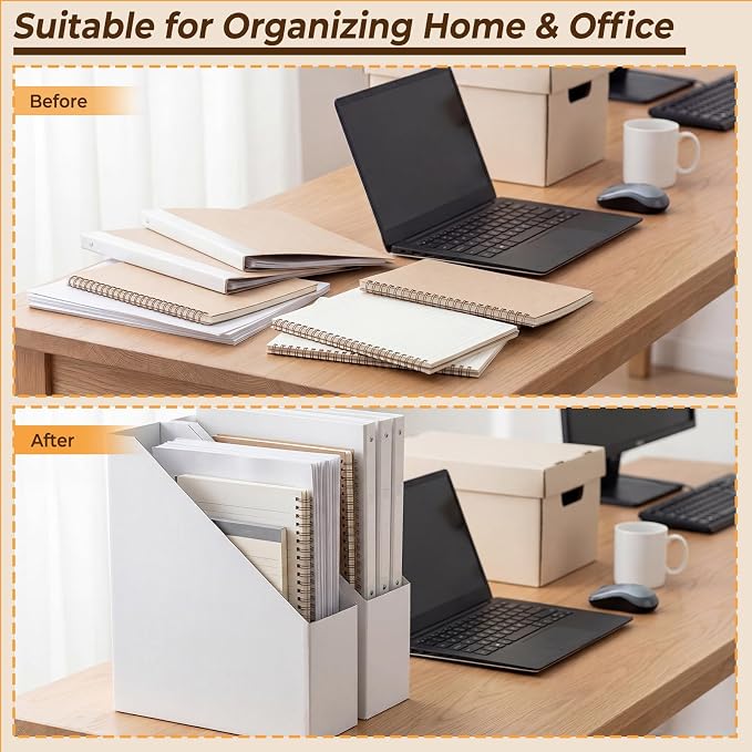 EXYGLO 6 Pack White Magazine File Holder, Cardboard Magazine Rack - Image 4