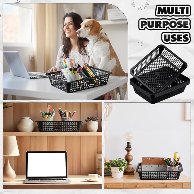 Zhehao 14 x 10 x 3 Inch 16 Pack Paper Organizer Basket Small Plastic Storage - Image 4