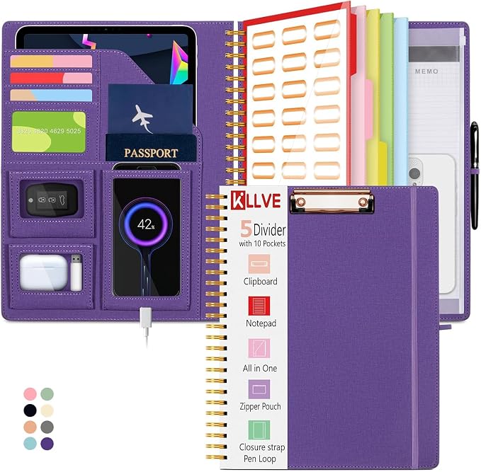 Purple Foldable Spiral Clipboard Folio by KLLVE