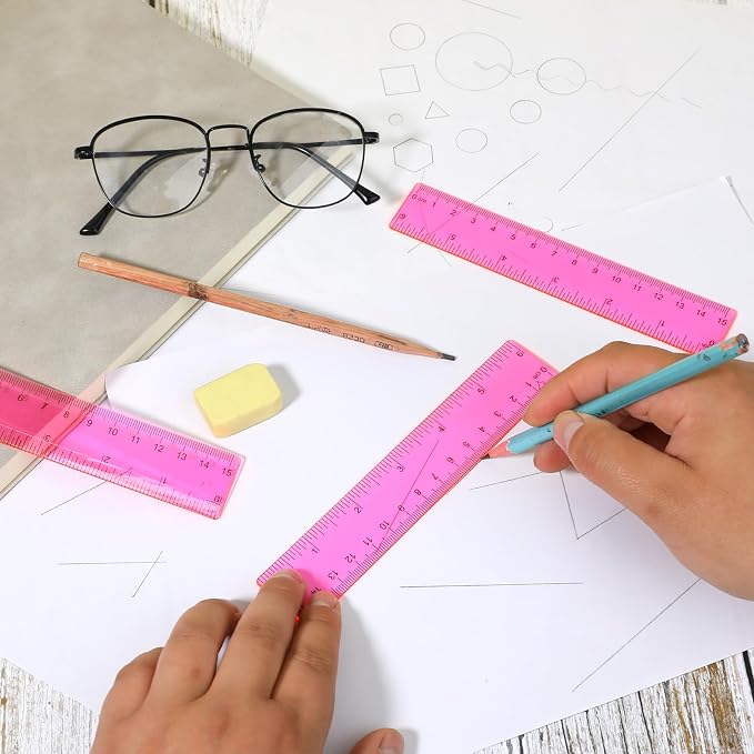 Ruler 6 Inch, 3 Pack Ruler Set Plastic Straight Ruler Transparent Measuring - Image 6