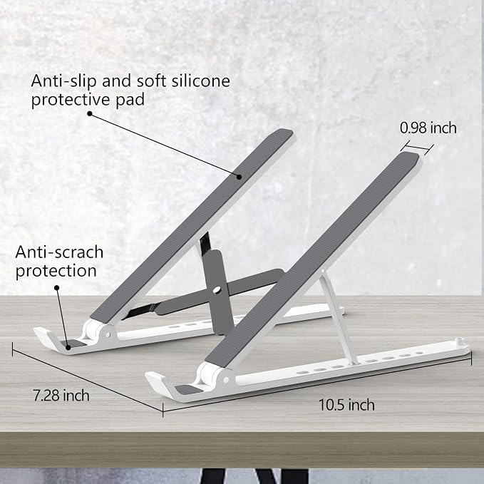 Tonmom Laptop Stand for Desk, Adjustable Laptop Riser ABS+Silicone Foldable - Image 5